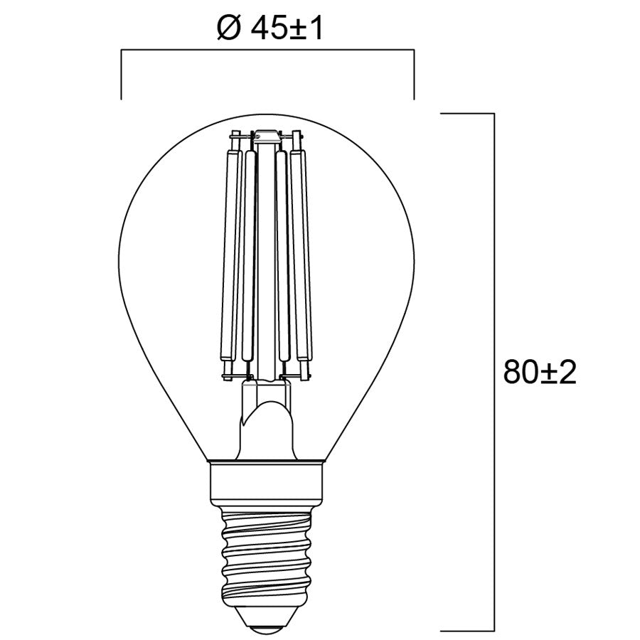 Sylvania ToLEDo Clear Retro Ball Warm White Non-Dimmable E14 4.5W LED Bulb - 4 Pack