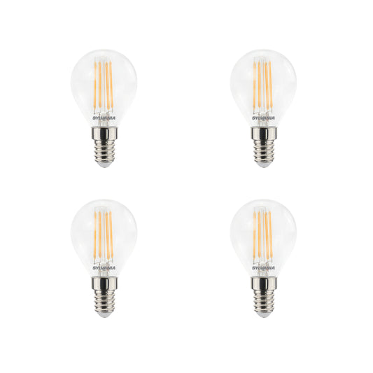 Sylvania ToLEDo Clear Retro Ball Warm White Non-Dimmable E14 4.5W LED Bulb - 4 Pack