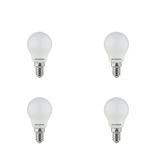 Sylvania ToLEDo Golf Ball Warm White E14 4.5W Non-Dimmable LED Bulb - 4 Pack
