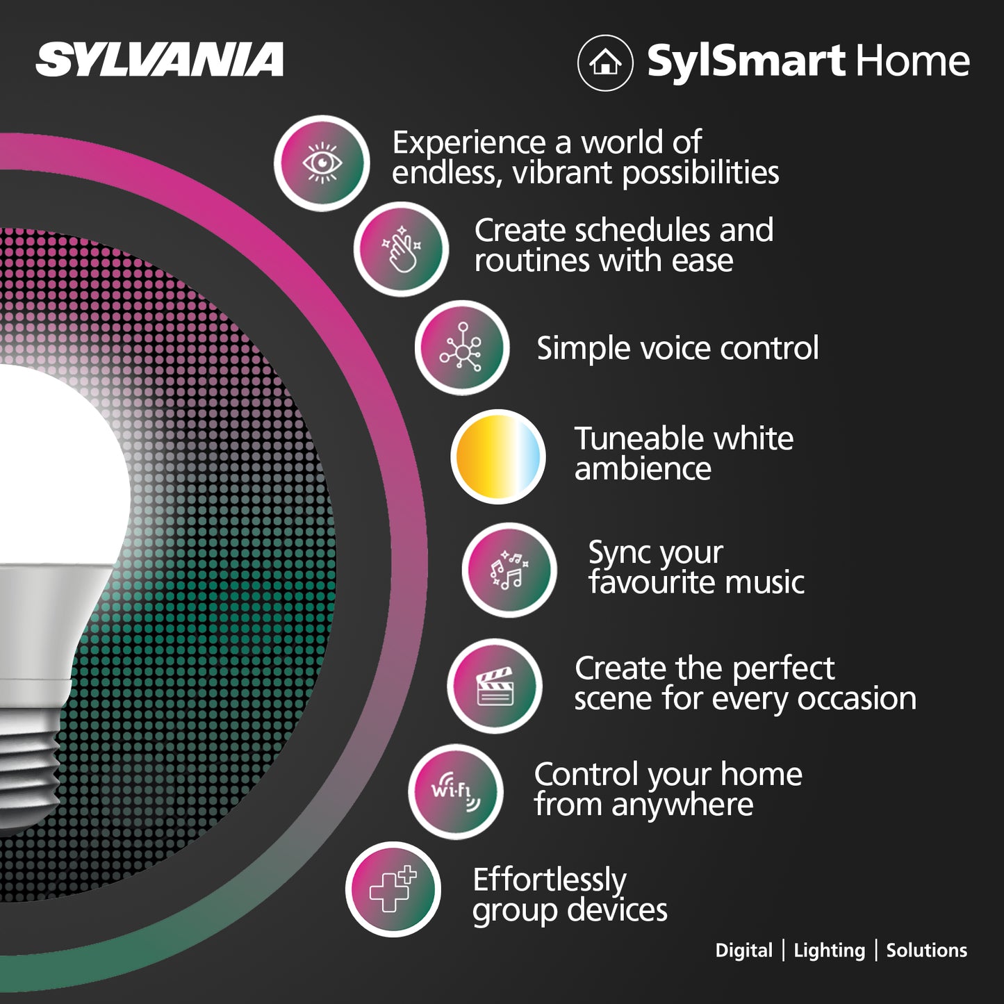 Sylvania SylSmart SylSpot Colour & Tuneable White IP44 Smart Integrated LED Downlight