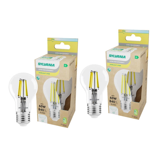 Sylvania Platinum GLS Retro E27 Ultra-Efficient Warm White 4W A-Class LED Bulb - 2 Pack