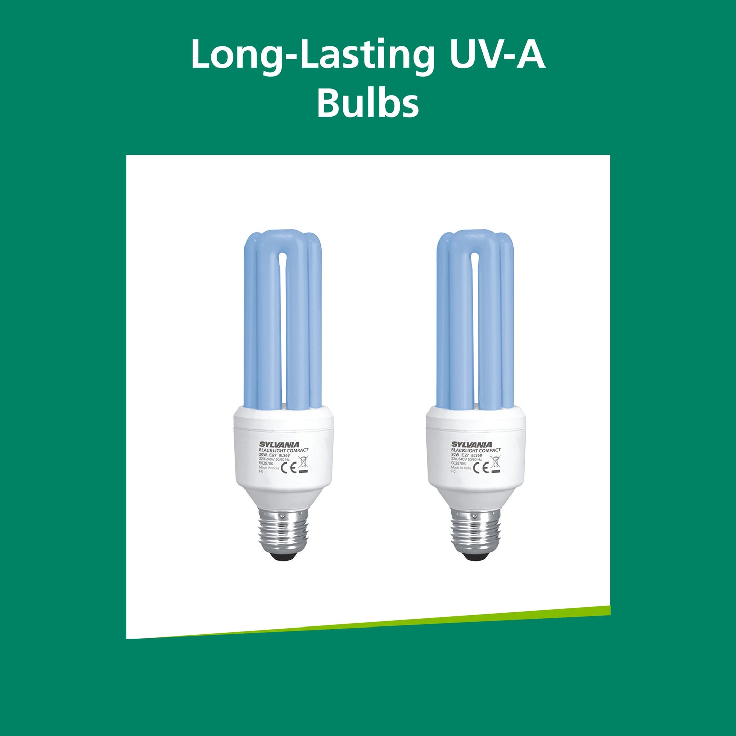 Sylvania Mini Lynx 20W E27 Fly Killer UV-A Black Light Bulb – 2 Pack (BL368 UV-A Technology)