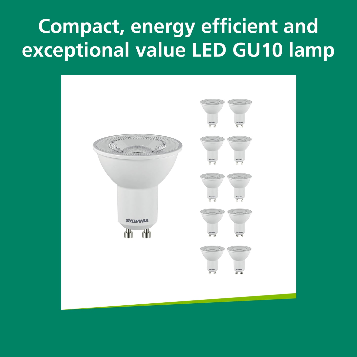 Sylvania RefLED Non-Dimmable GU10 Warm White 4.2W LED Bulb - 10 Pack