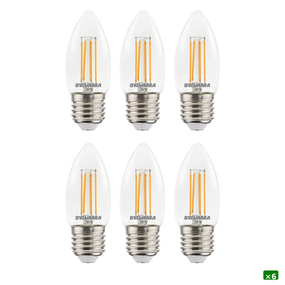Sylvania ToLEDo RT Candle LED Filament Candle Light Bulb E27 470 Lumens Warm White 2700K Dimmable
