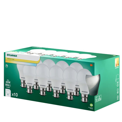 Sylvania ToLEDo GLS LED Light Bulb B22 806 Lumens Warm White 2700K - Pack of 4