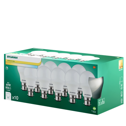 Sylvania ToLEDo GLS LED Light Bulb B22 806 Lumens Warm White 2700K - Pack of 4