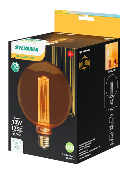 Sylvania ToLEDo Mirage LED Extra Large Globe G120 Bulb E27 125 Lumens