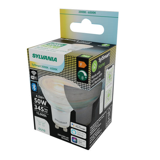 Sylvania Smart Lamps Smart LED GU10 Spotlight Bulb 345 Lumens WiFi Tuneable White Clear