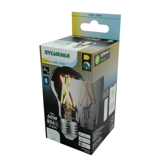 Sylvania Smart Lamps Smart LED Light Bulb E27 806 Lumens WiFi Tuneable White Clear