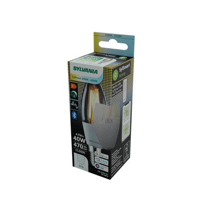 Sylvania Smart Lamps Smart LED Candle Light Bulb E14 470 Lumens WiFi Tuneable White Clear