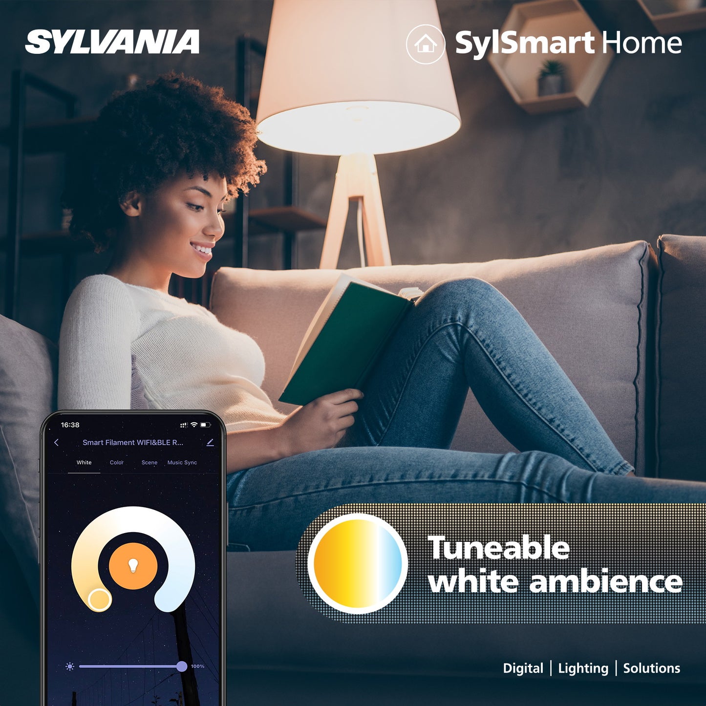 Sylvania Smart Lamps Smart LED Candle Light Bulb E14 470 Lumens WiFi Tuneable White Clear