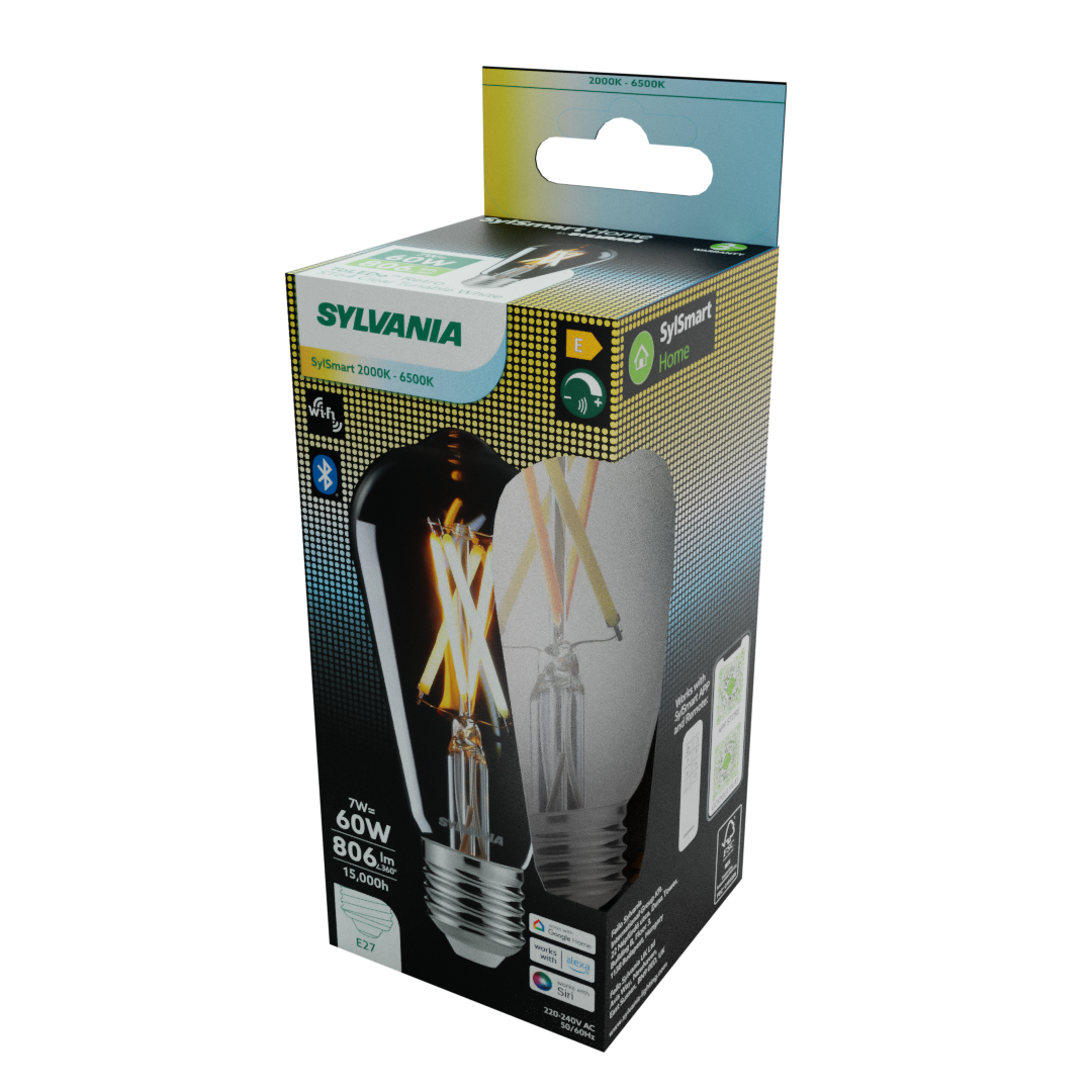 Sylvania Smart Lamps Smart LED Edison ST64 Filament Bulb E27 806 Lumens WiFi Tuneable White