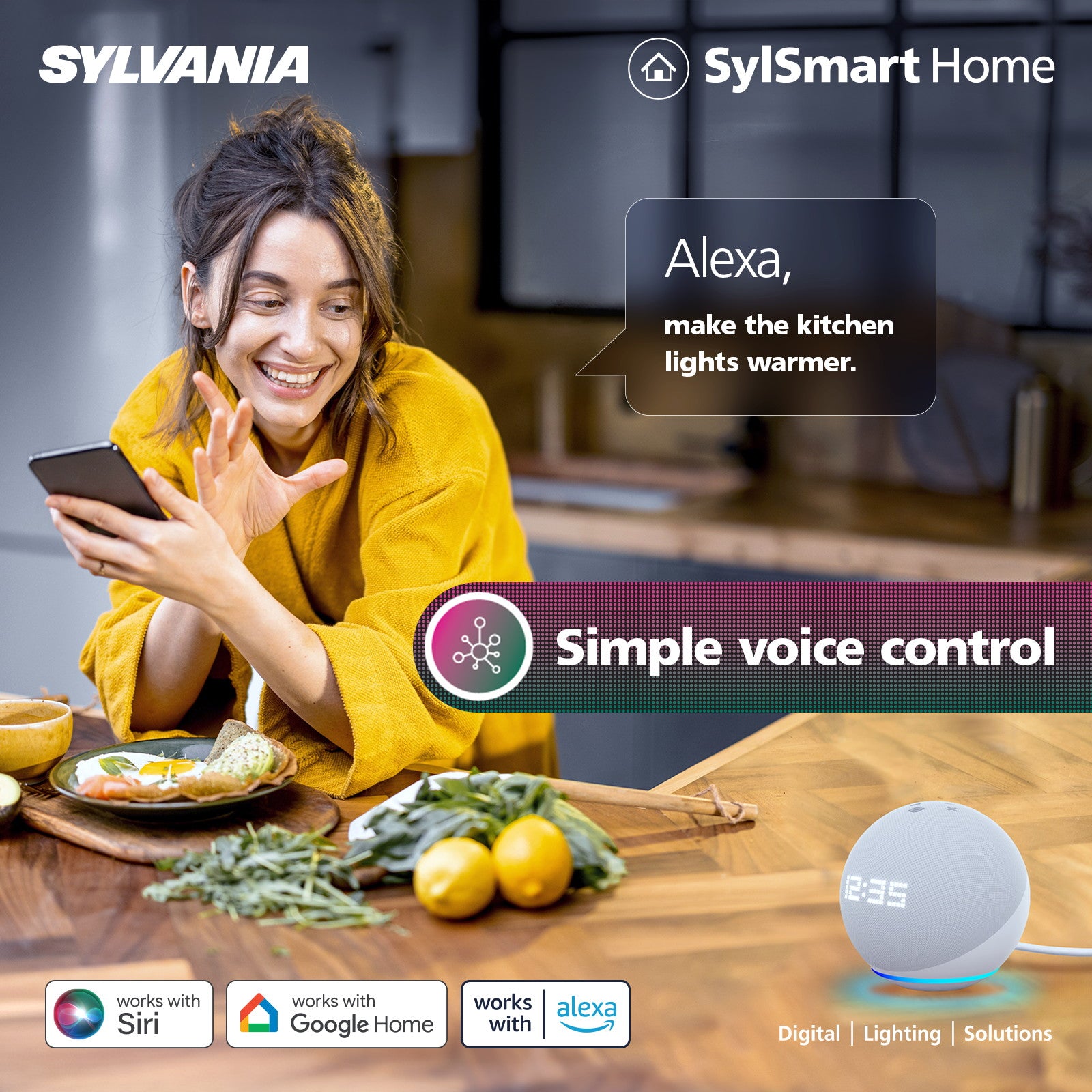 Sylvania Smart Lamps Smart LED Light Bulb E27 806 Lumens WiFi Tuneable White Clear