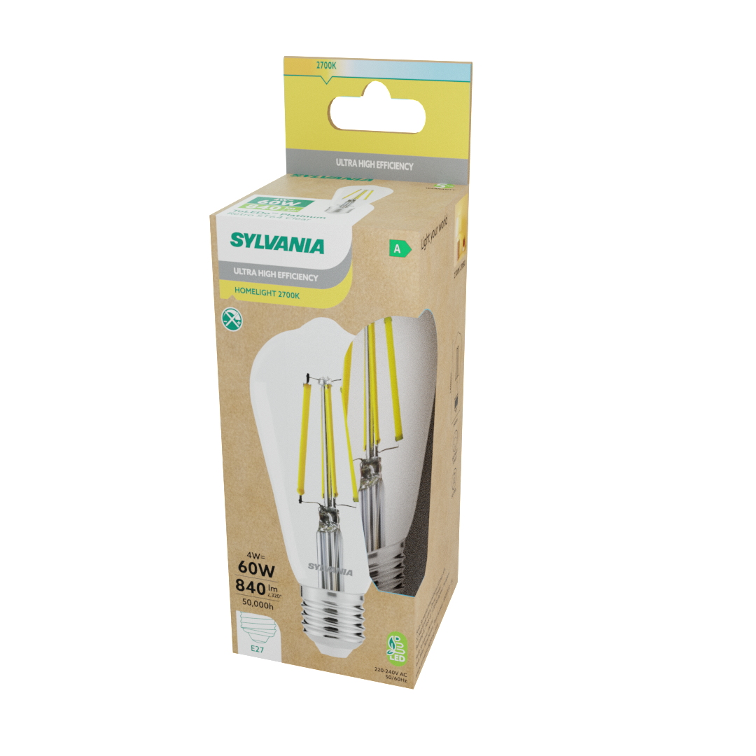 Sylvania ToLEDo Platinum RT LED Edison ST64 Filament Bulb E27 840 Lumens Warm White 2700K