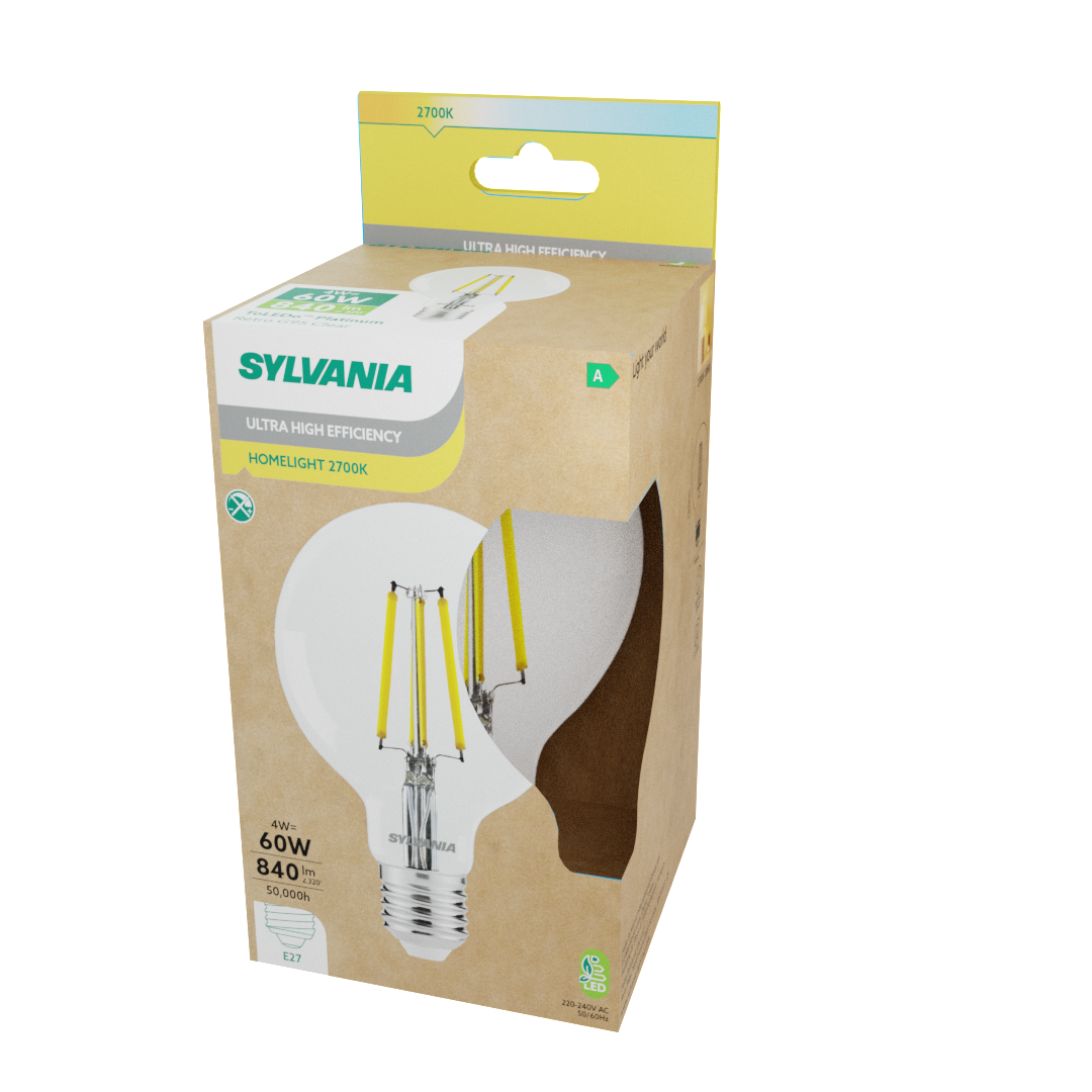 Sylvania ToLEDo Platinum RT LED Filament Large Globe G95 Bulb E27 840 Lumens Warm White 2700K