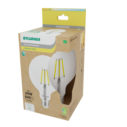 Sylvania ToLEDo Platinum RT LED Filament Extra Large Globe G120 Bulb E27 840 Lumens Warm White 2700K