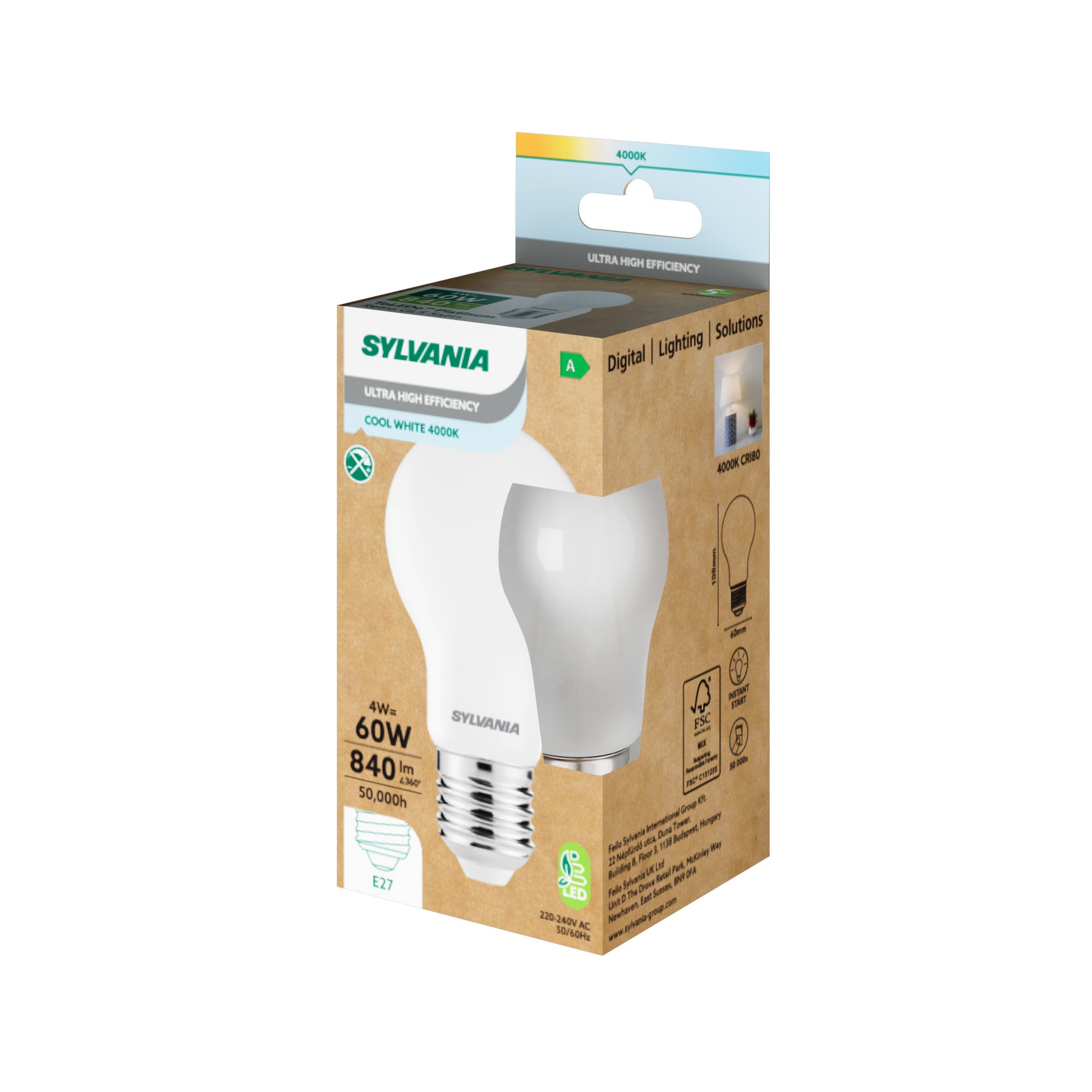 Sylvania ToLEDo Platinum RT LED Filament Light Bulb E27 485 Lumens Warm White 2700K