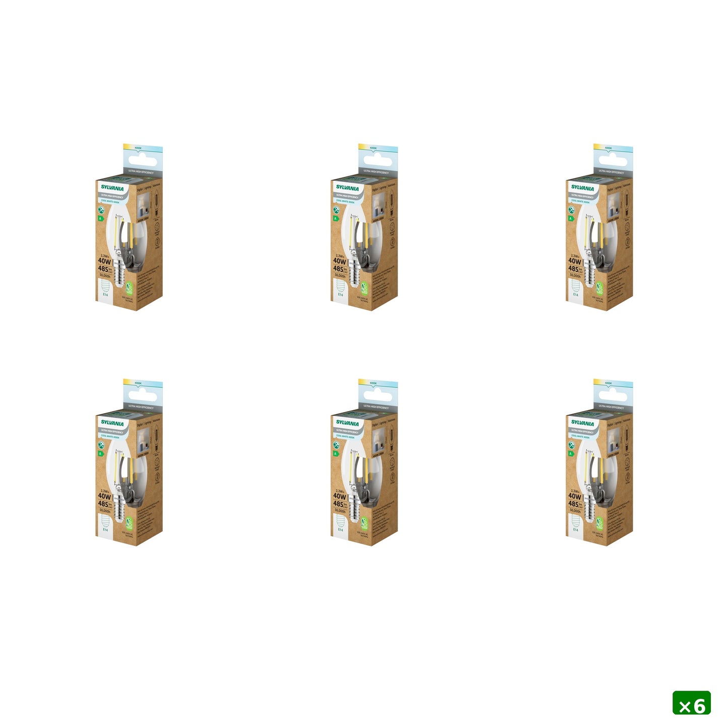 Sylvania ToLEDo Platinum RT LED Filament Candle Light Bulb E14 485 Lumens
