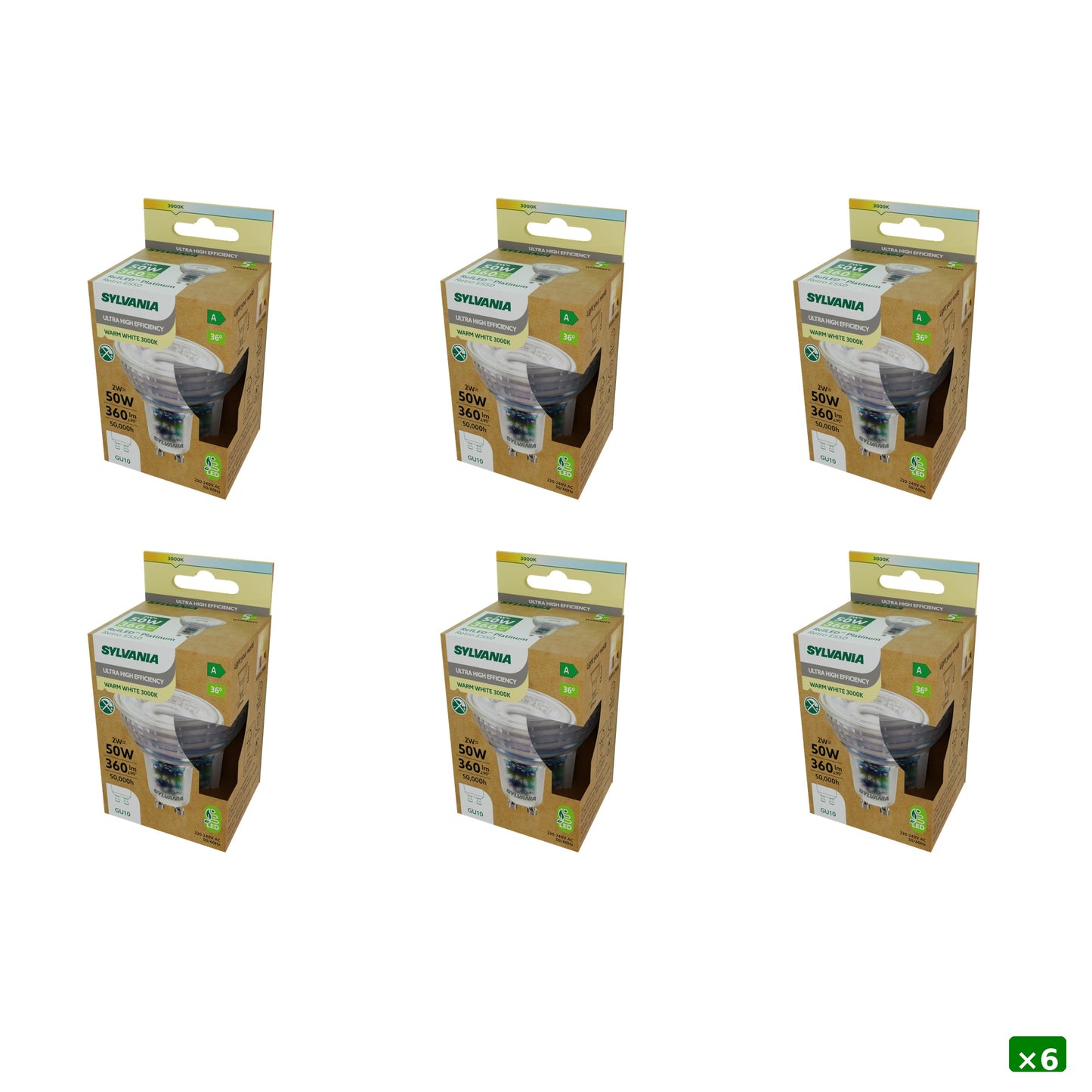 Sylvania RefLED Platinum RT LED GU10 Spotlight Bulb 350 Lumens Dimmable Clear