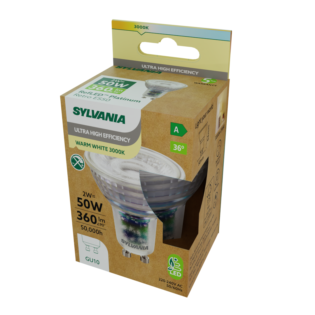 Sylvania RefLED Platinum RT LED GU10 Spotlight Bulb 350 Lumens Dimmable Clear