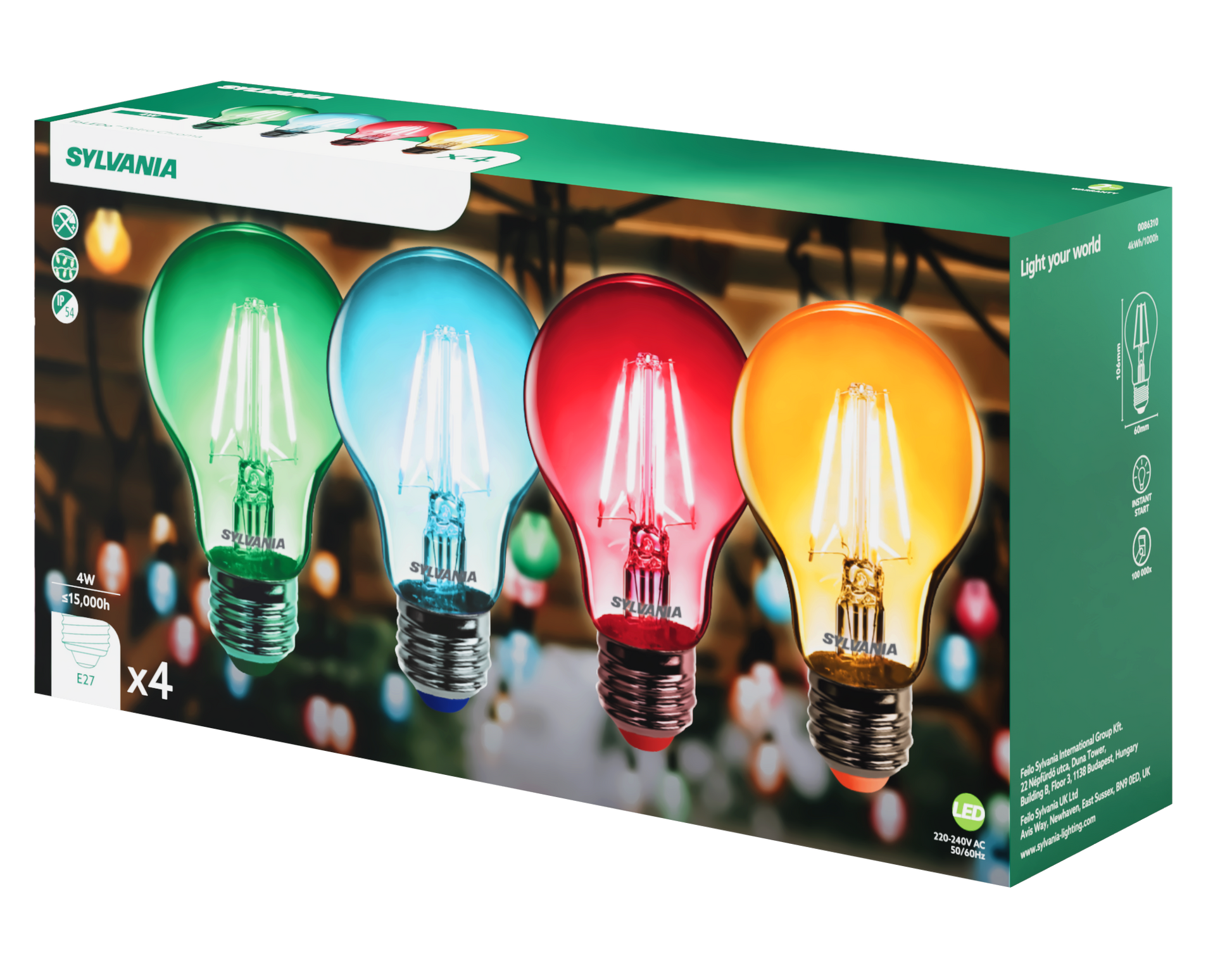 Sylvania ToLedo Retro Chroma LED Filament Light Bulb E27 - Pack of 4