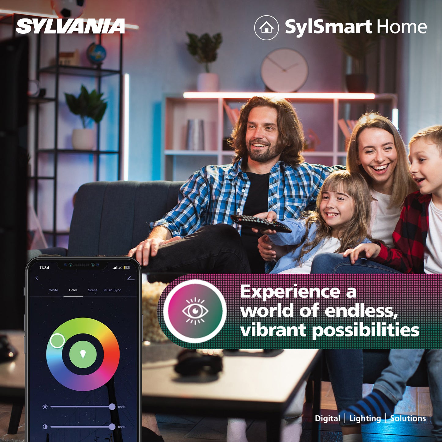 Sylvania YourHome Smart LED Ceiling Light 22W 1500 Lumens Flush Mount