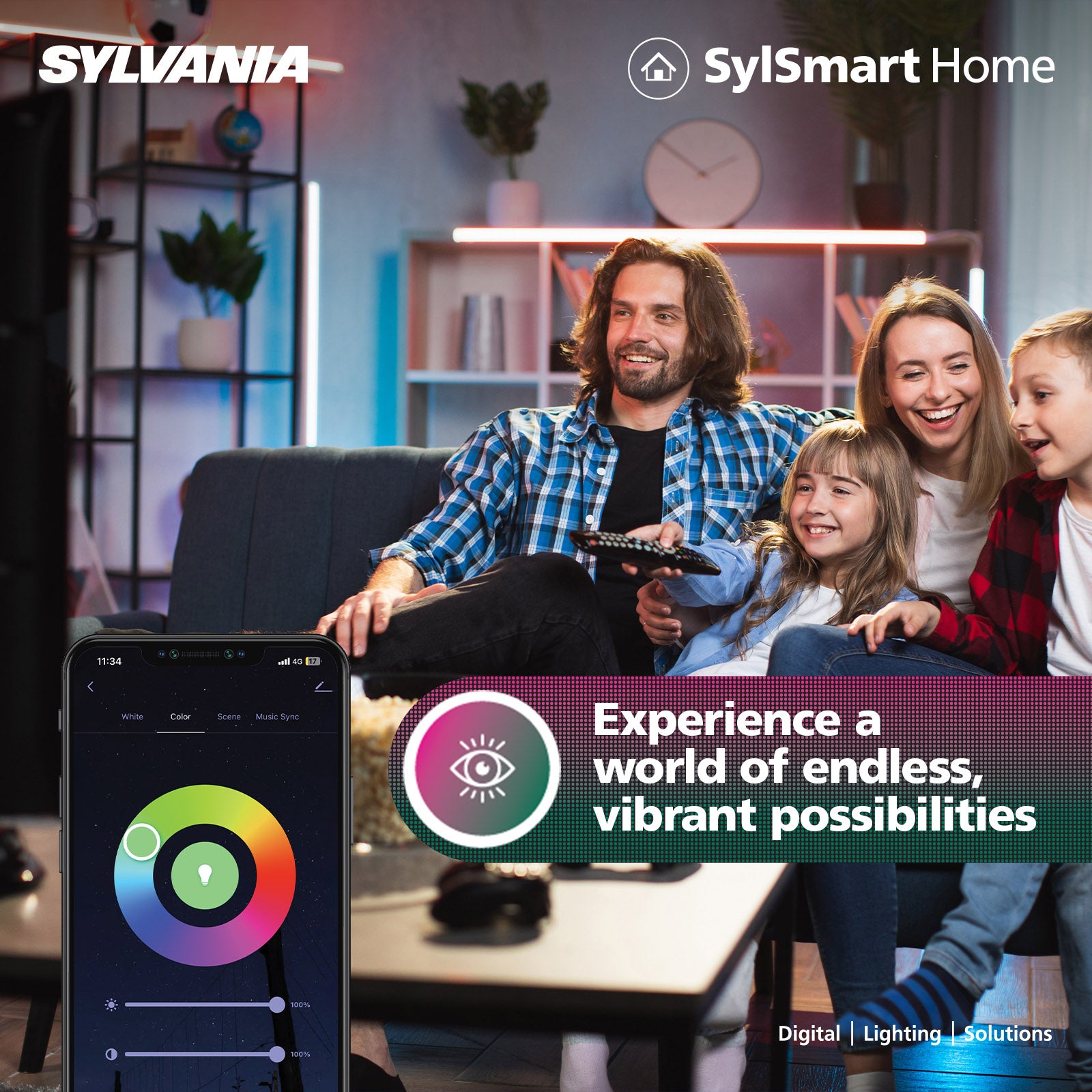 Sylvania YourHome Smart LED Ceiling Light 22W 1500 Lumens Flush Mount