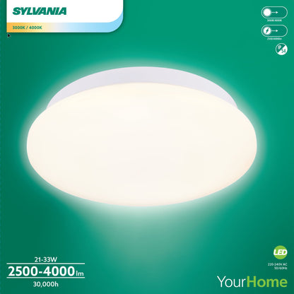 Sylvania SylCircle LED Round Ceiling Light 6W 520 Lumens IP54 DualTone Flush Mount