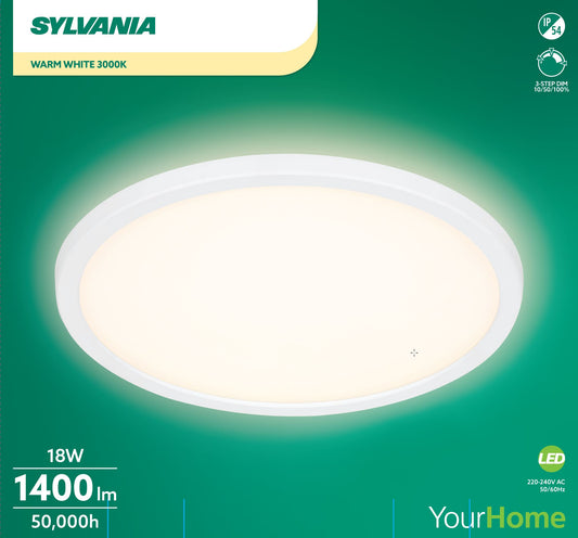 Sylvania SylRadiance LED Ceiling Light 18W 1400 Lumens IP54 Flush Mount
